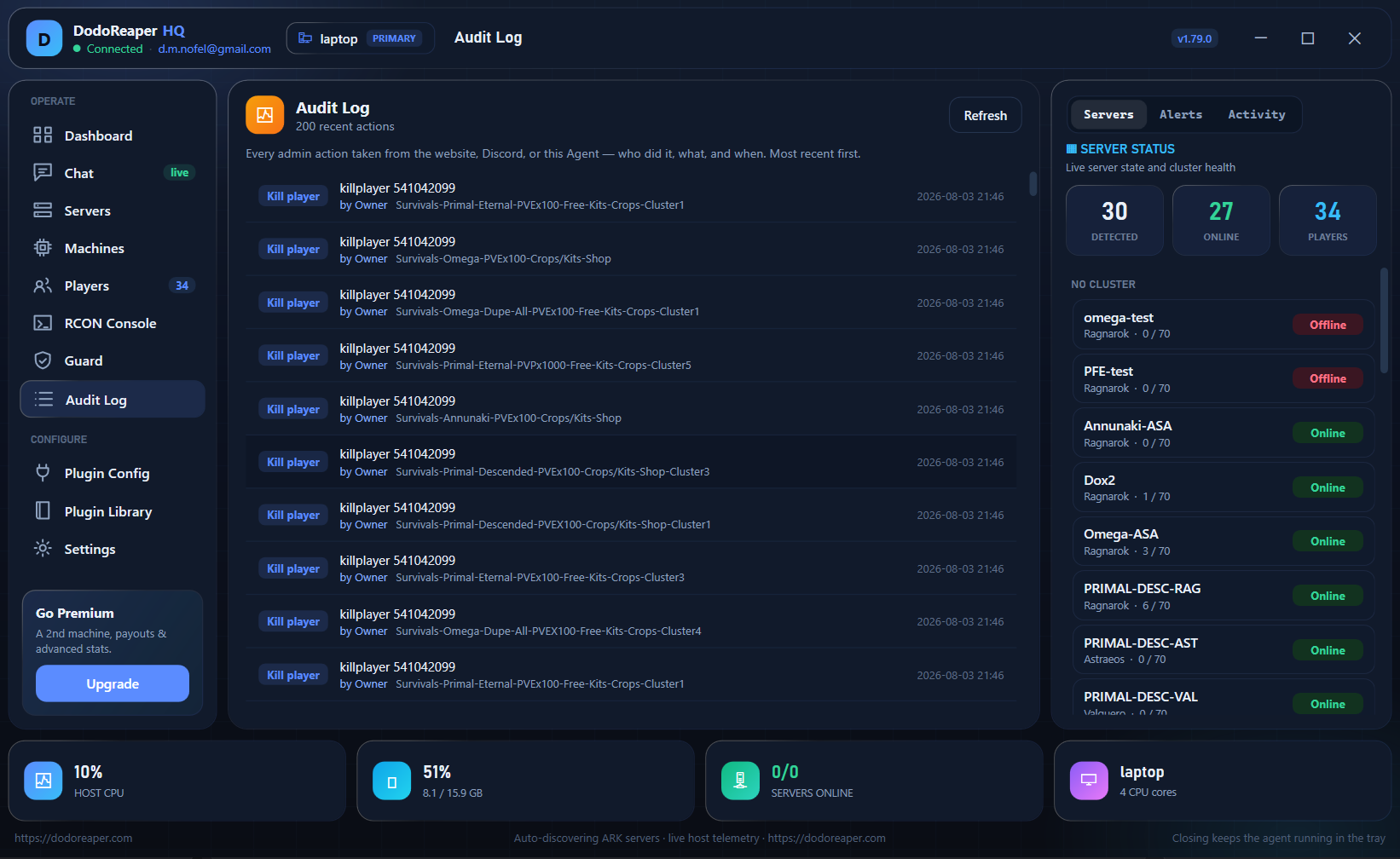 DodoReaper HQ — Audit log