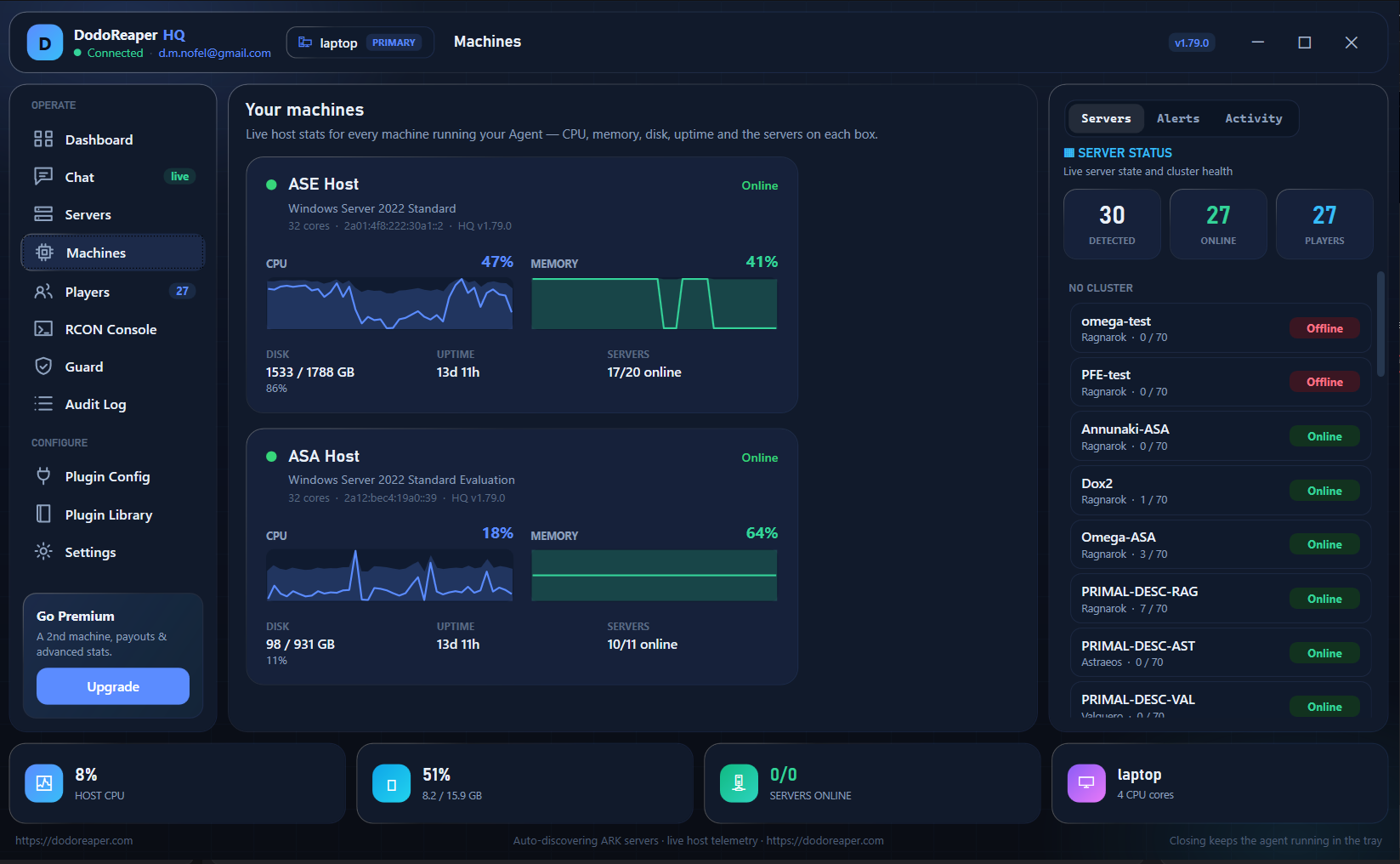 DodoReaper HQ — Every machine at a glance