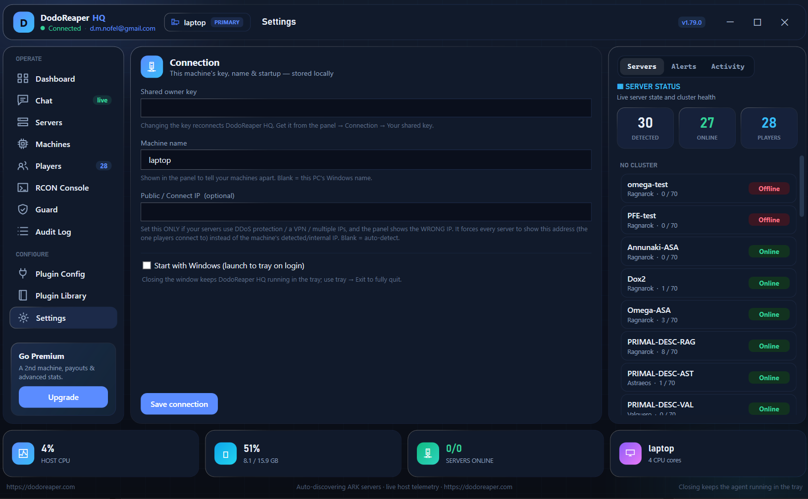 DodoReaper HQ — Settings
