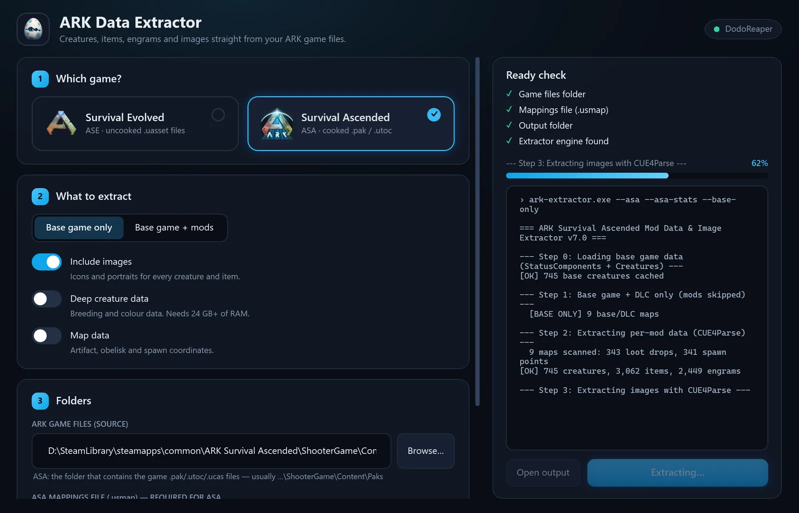 ARK Data Extractor - Running